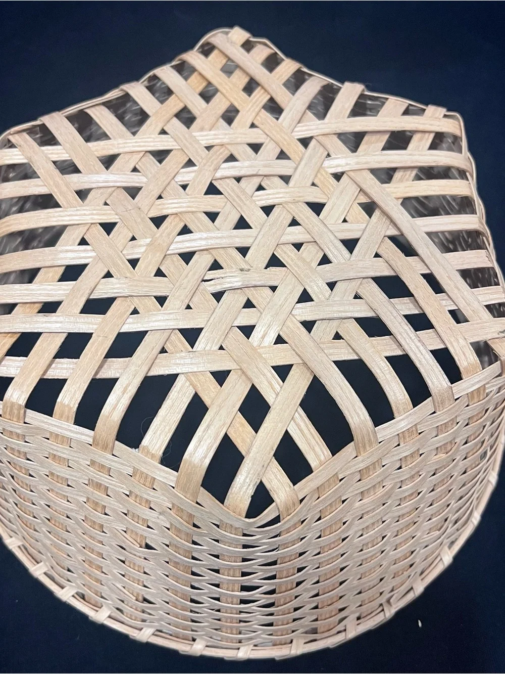 Natural Woven Bamboo Hexagon Farmhouse Basket - Beige